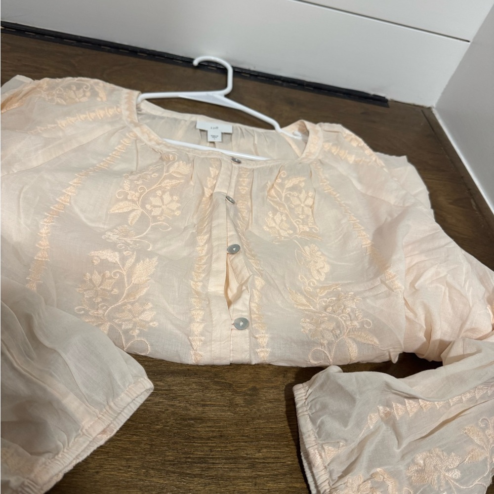JJill Peach Embroidered Blouse